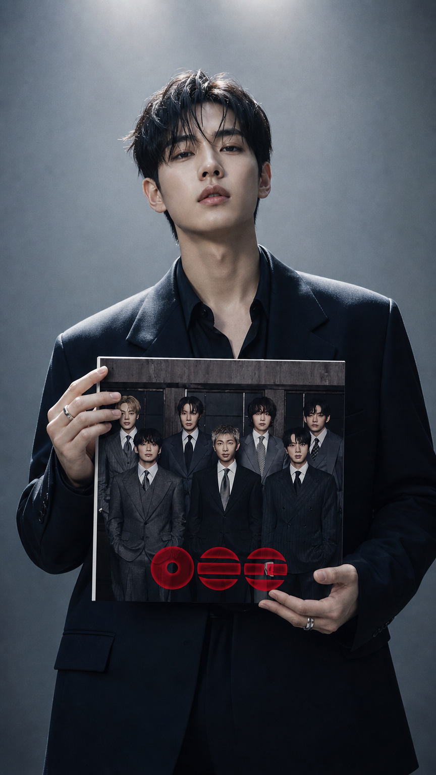 AI product shot of BTS The 5th Album 'ARIRANG' (Group Red Vinyl)