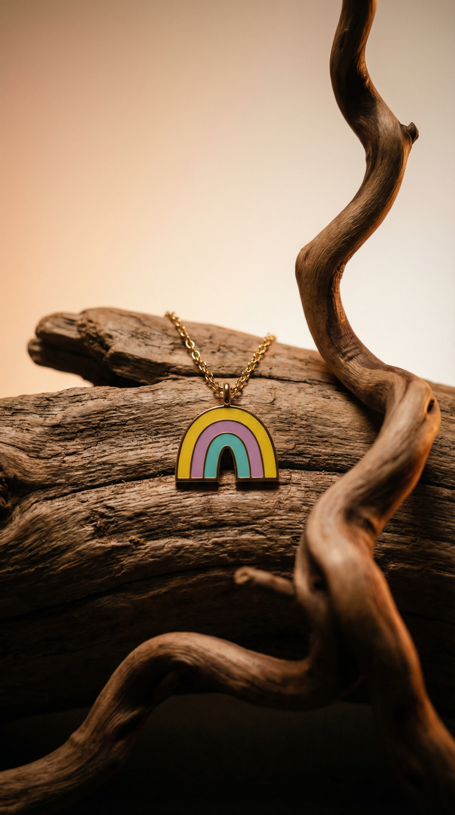 AI product shot of The Promise Enamel Rainbow Necklace