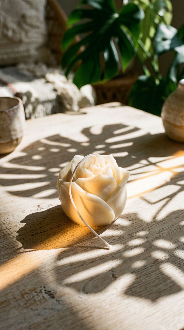 AI product shot of Rose Candle