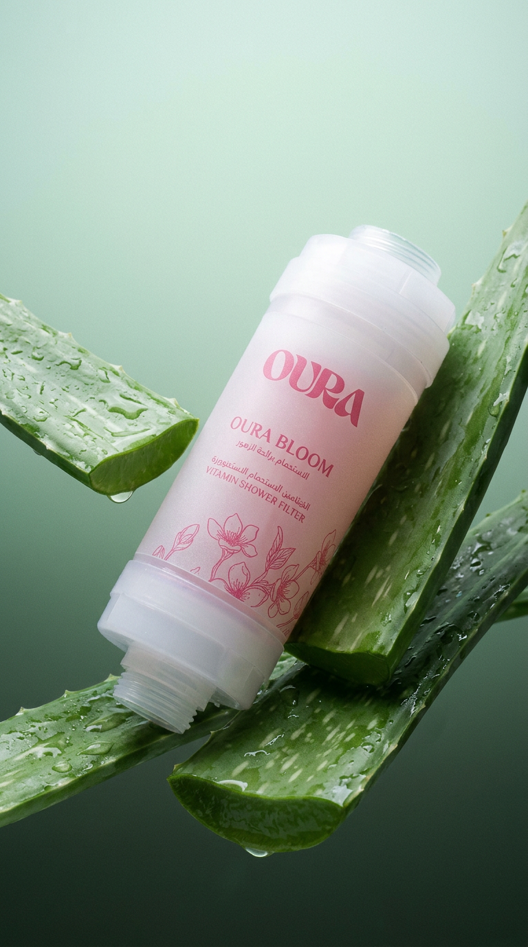 AI product shot of OURA Shower Filters