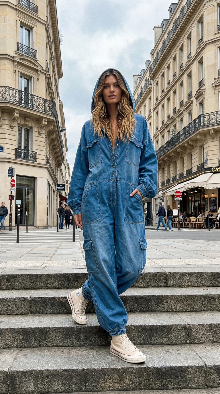 AI product shot of Alina™ – Denim Jumpsuit