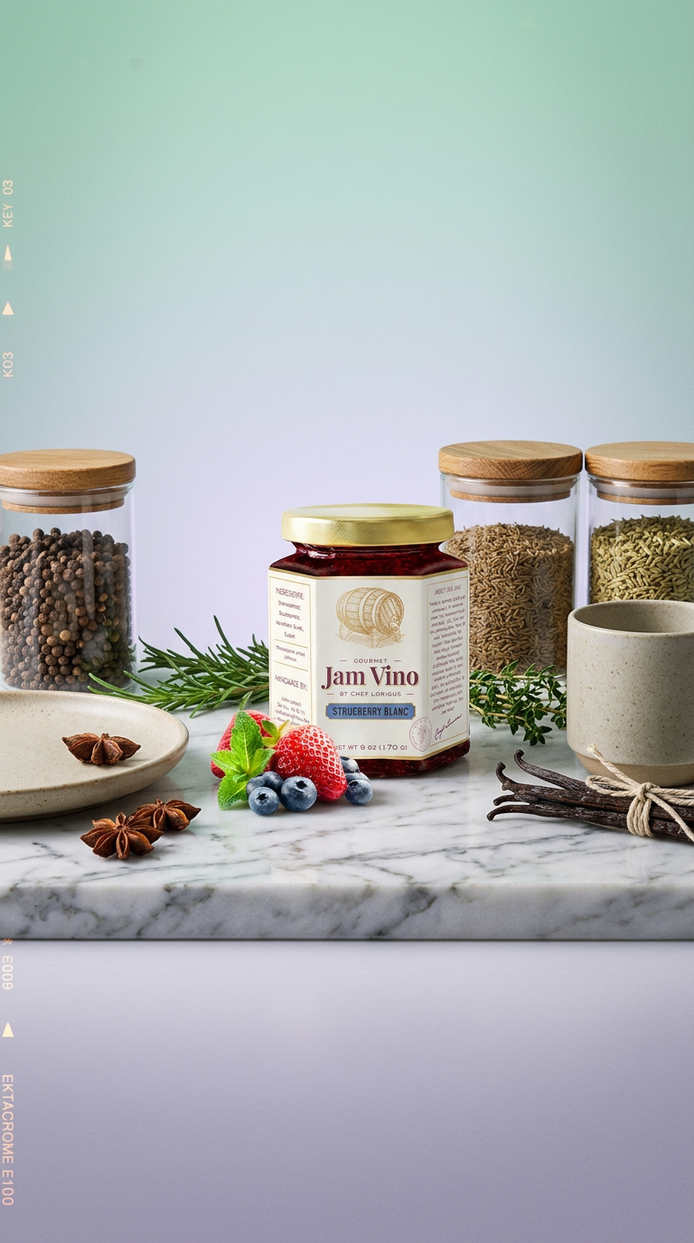 AI product shot of Strueberry Blanc Jam