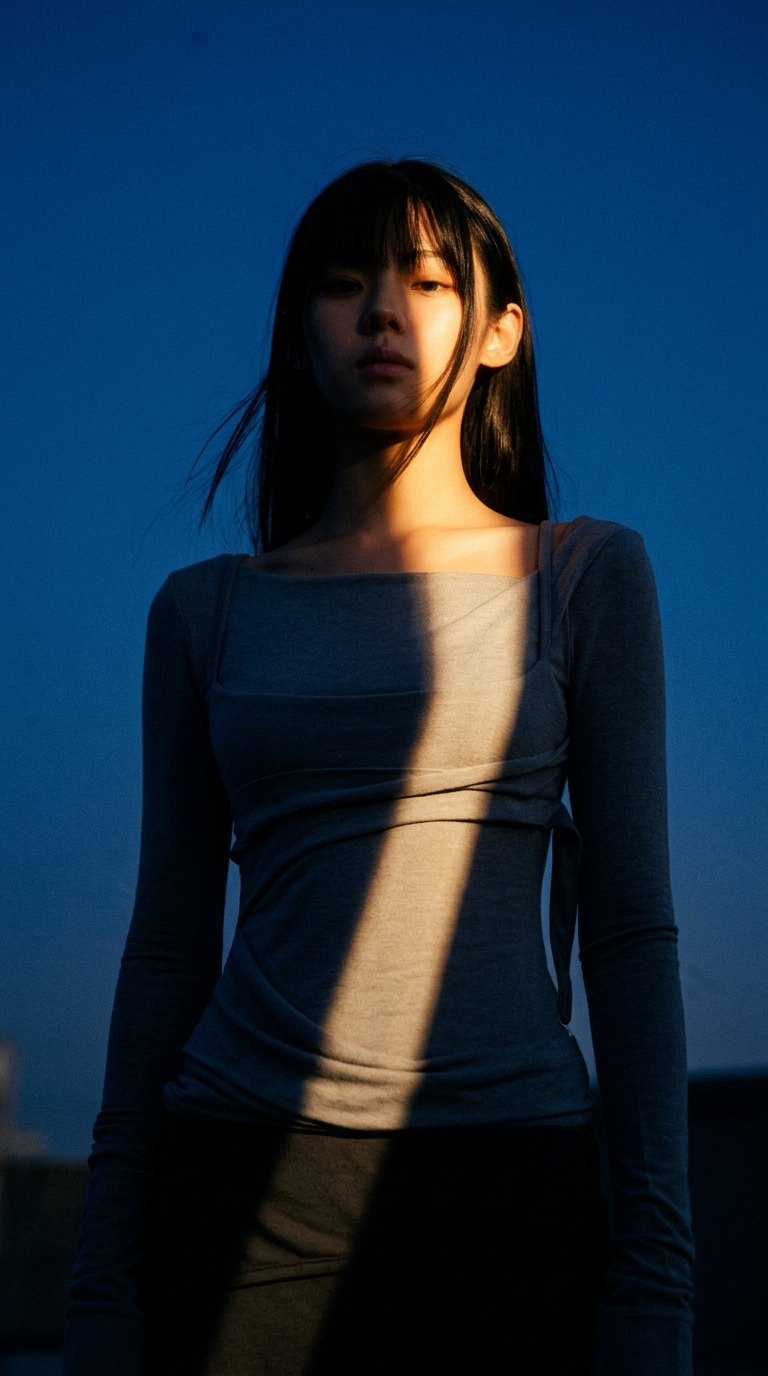 AI product shot of Layered Bustier Long Sleeve (FL-105_Gray)