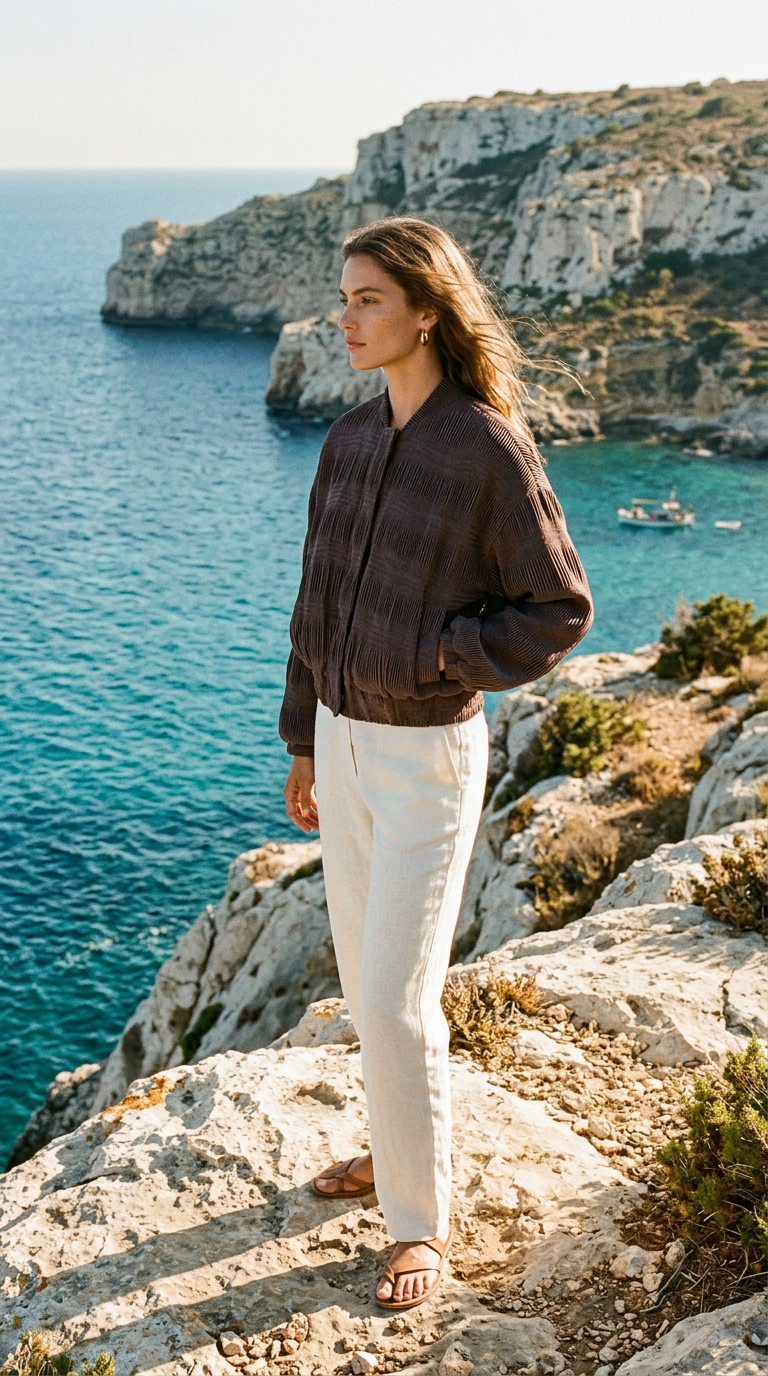 AI product shot of IBEN WAVE BOMBER - Mole Brown