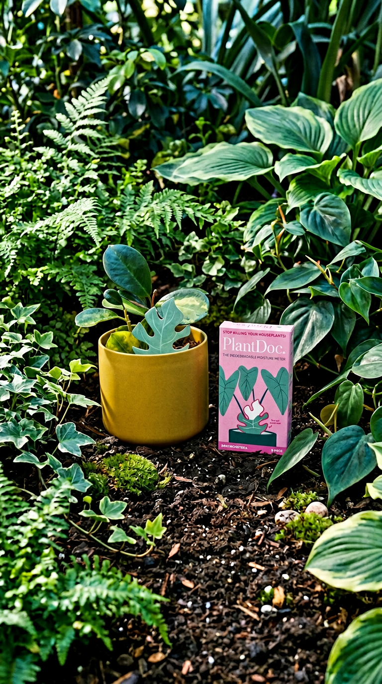 AI product shot of PlantDoc Monstera: Biodegradable Color-Changing Moisture Meter for Plants, 5-Pack