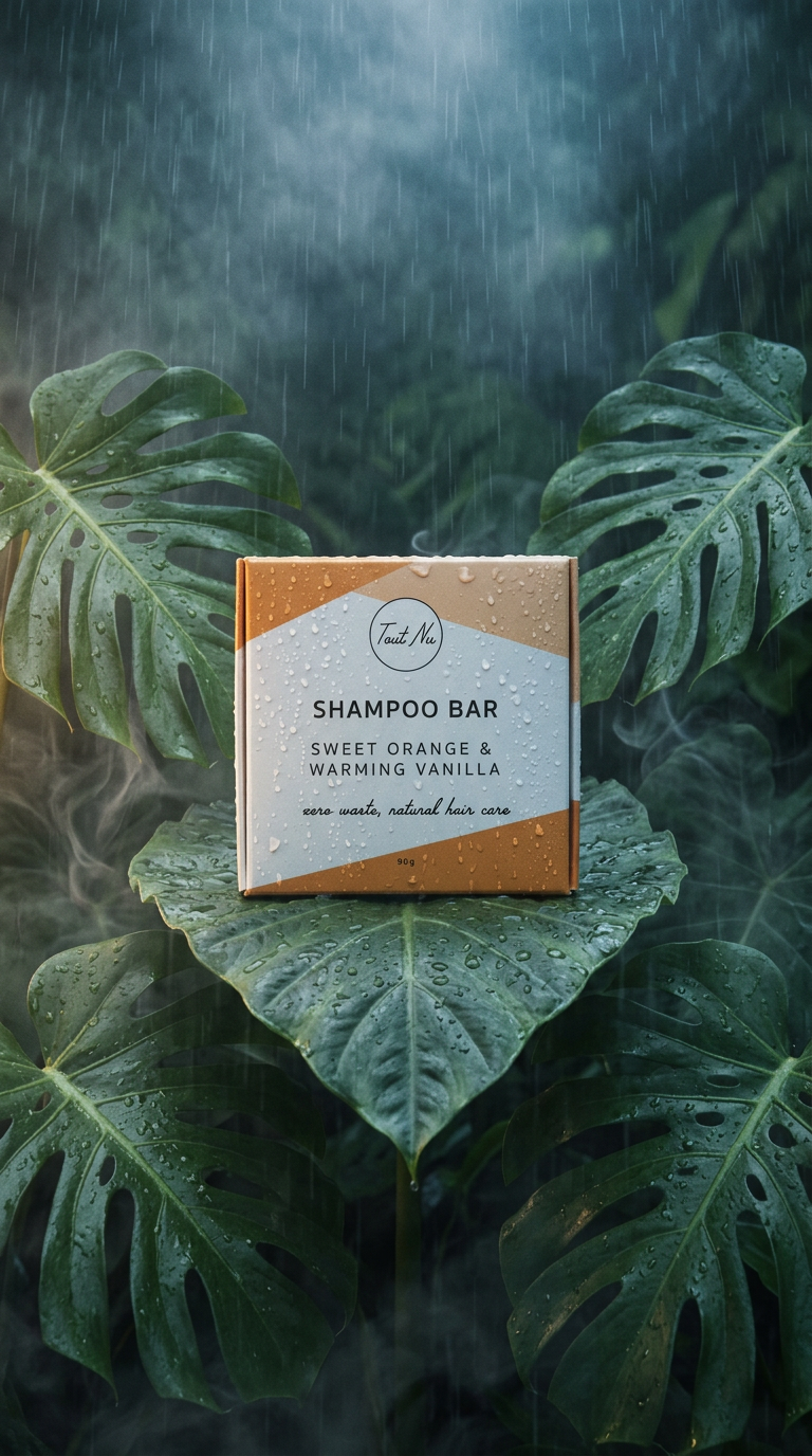 AI product shot of Sweet Orange and Vanilla Shampoo Bar