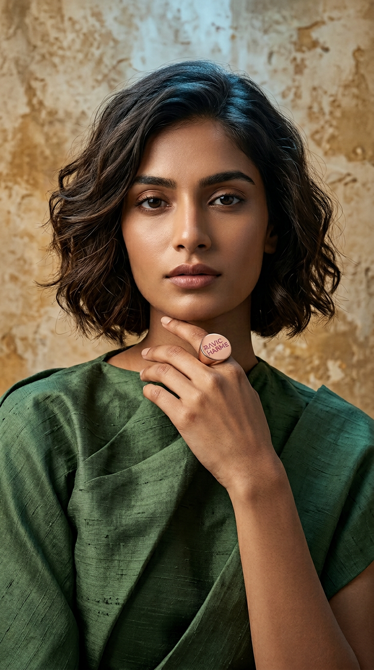 AI product shot of Nude 天然石リング アクアマリンS