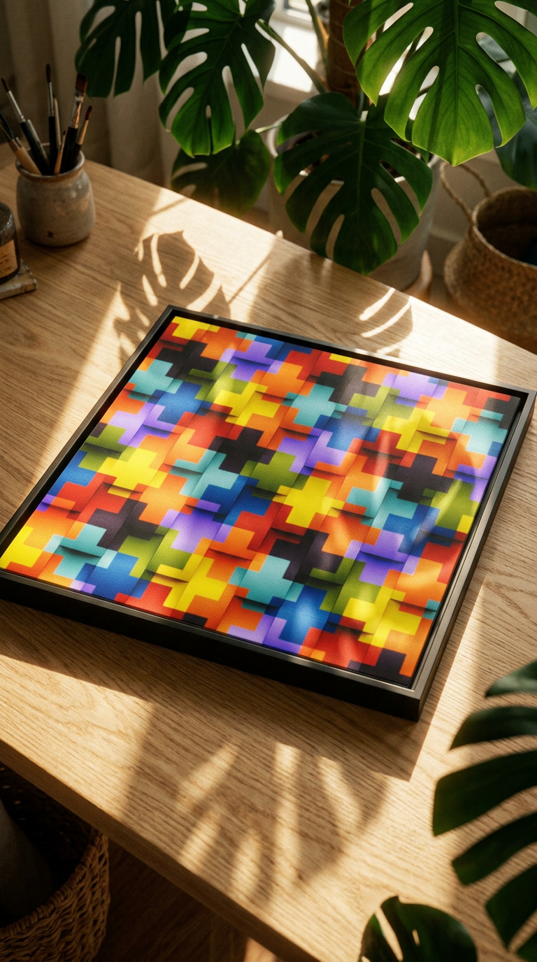 AI product shot of Sea of Pluses-Himalaya_Framed Canvas Print