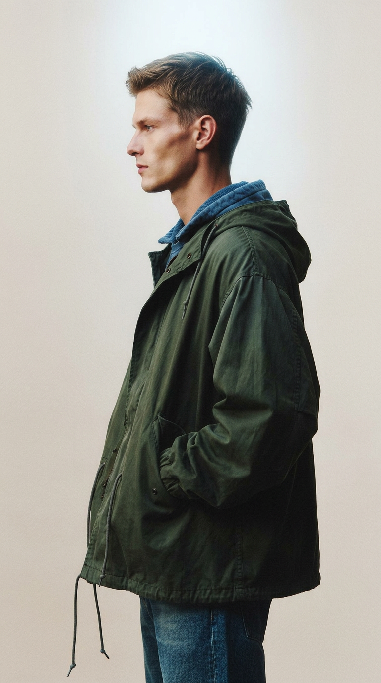 AI product shot of Vintage Silk Hoodie Jacket
