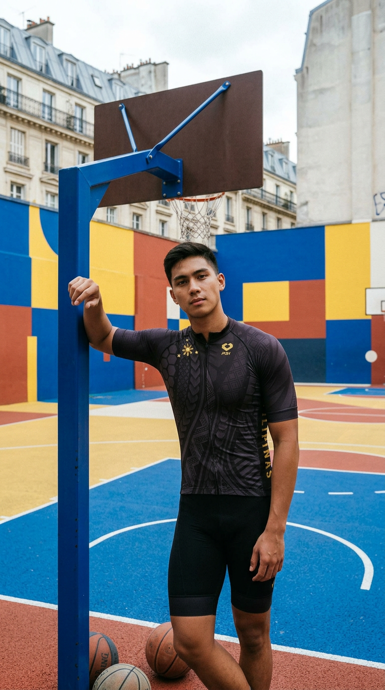 AI product shot of Philippine Tribal Black Cycle Jersey