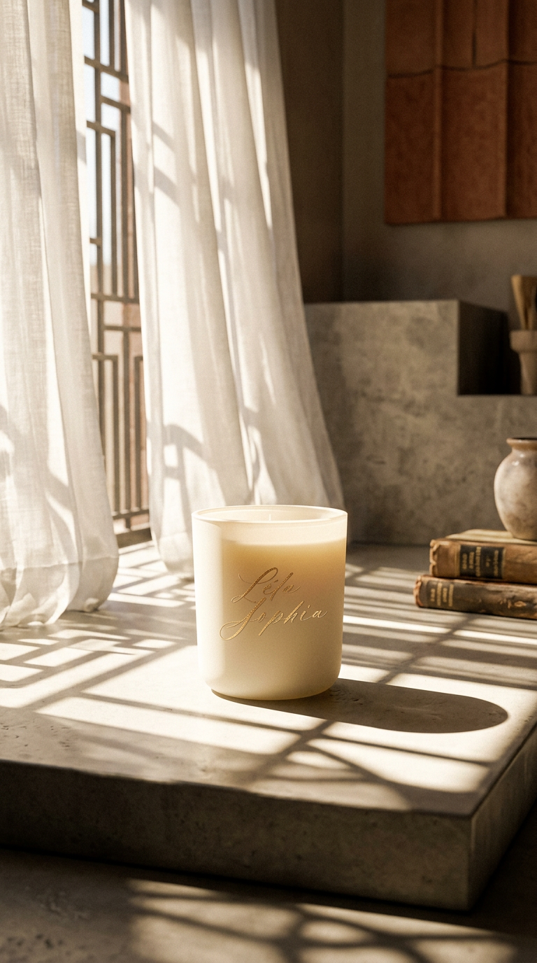 AI product shot of Léla Candle