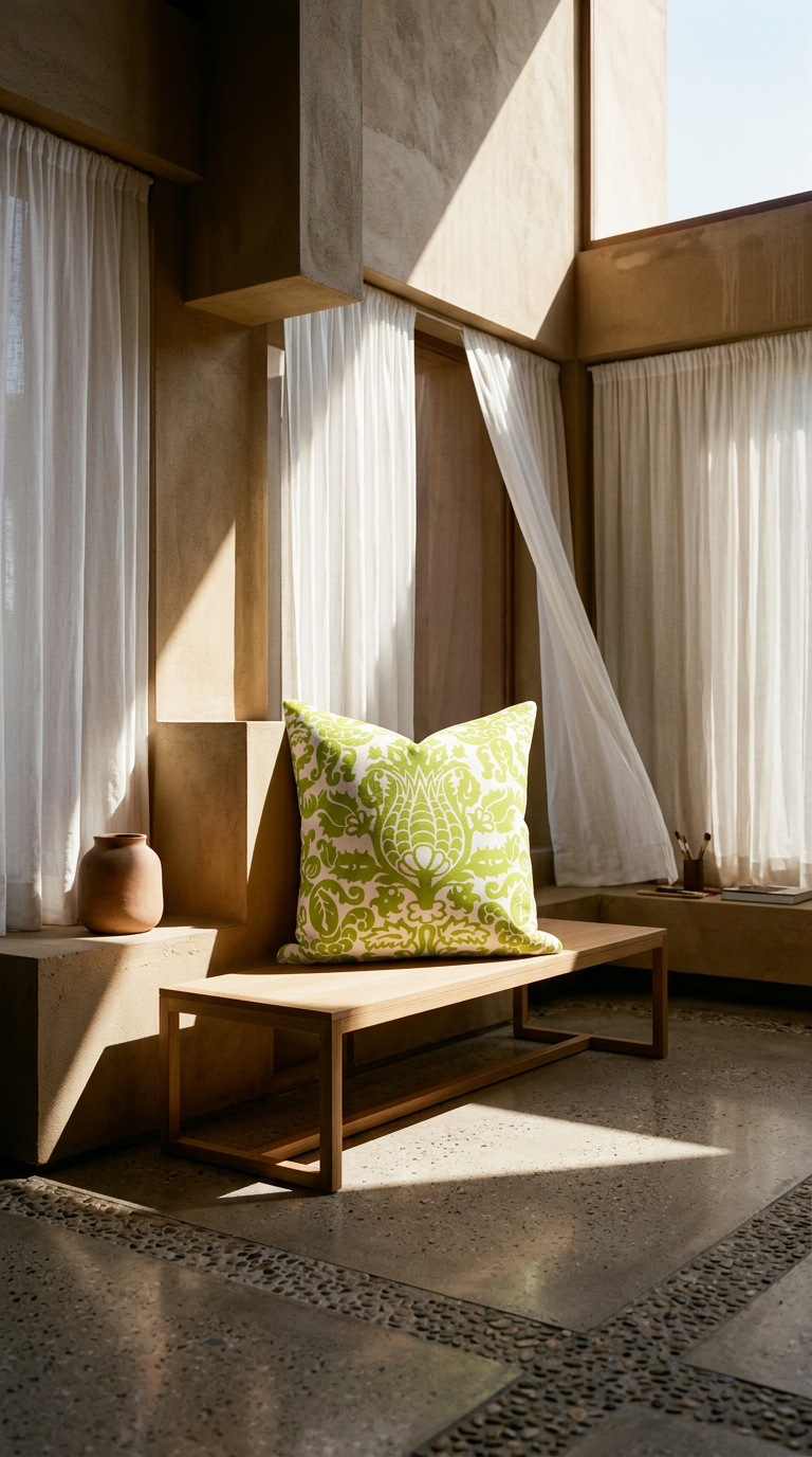 AI product shot of CHARTROUSE AND WHITE OUTDOOR PILLOW COVER - SET OF 1 PIECE