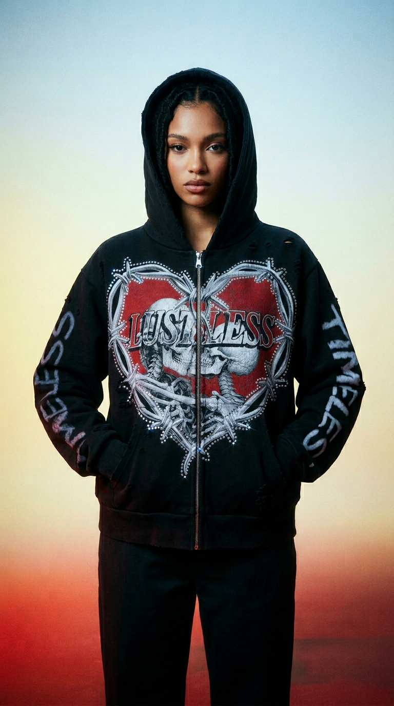 AI product shot of FATAL ATTRACTION ZIP UP