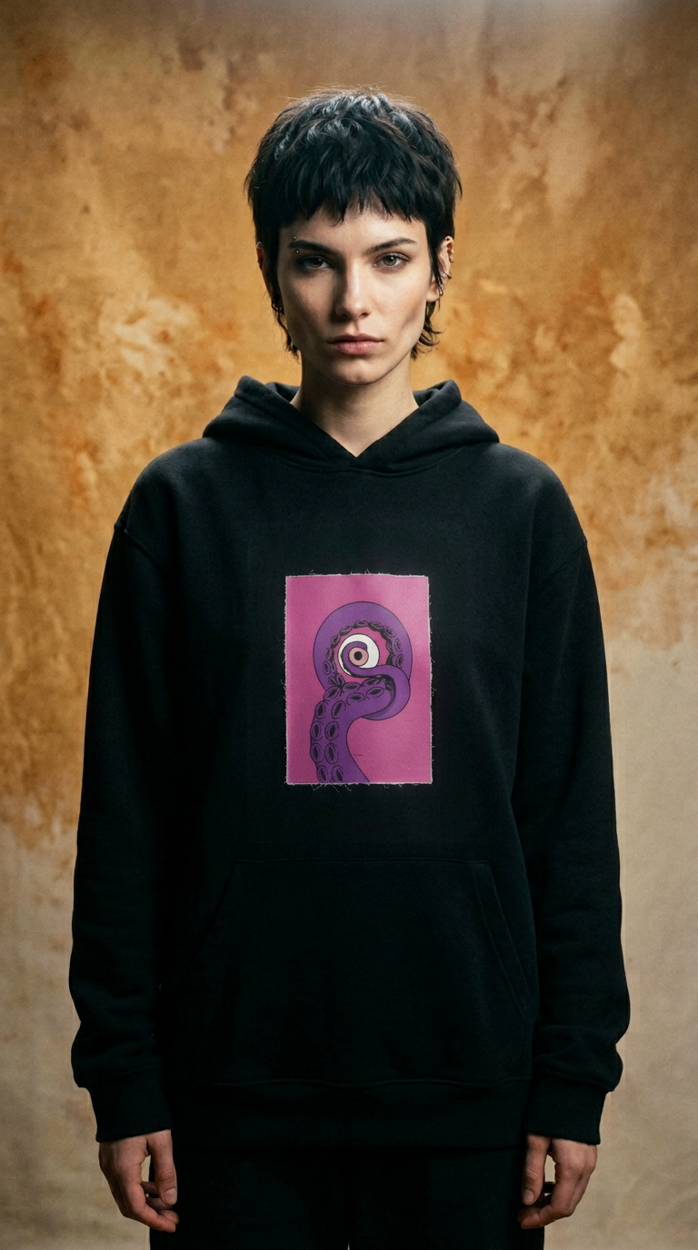 AI product shot of Cryptic EnKrak – Magnetic Patch for Hoodie