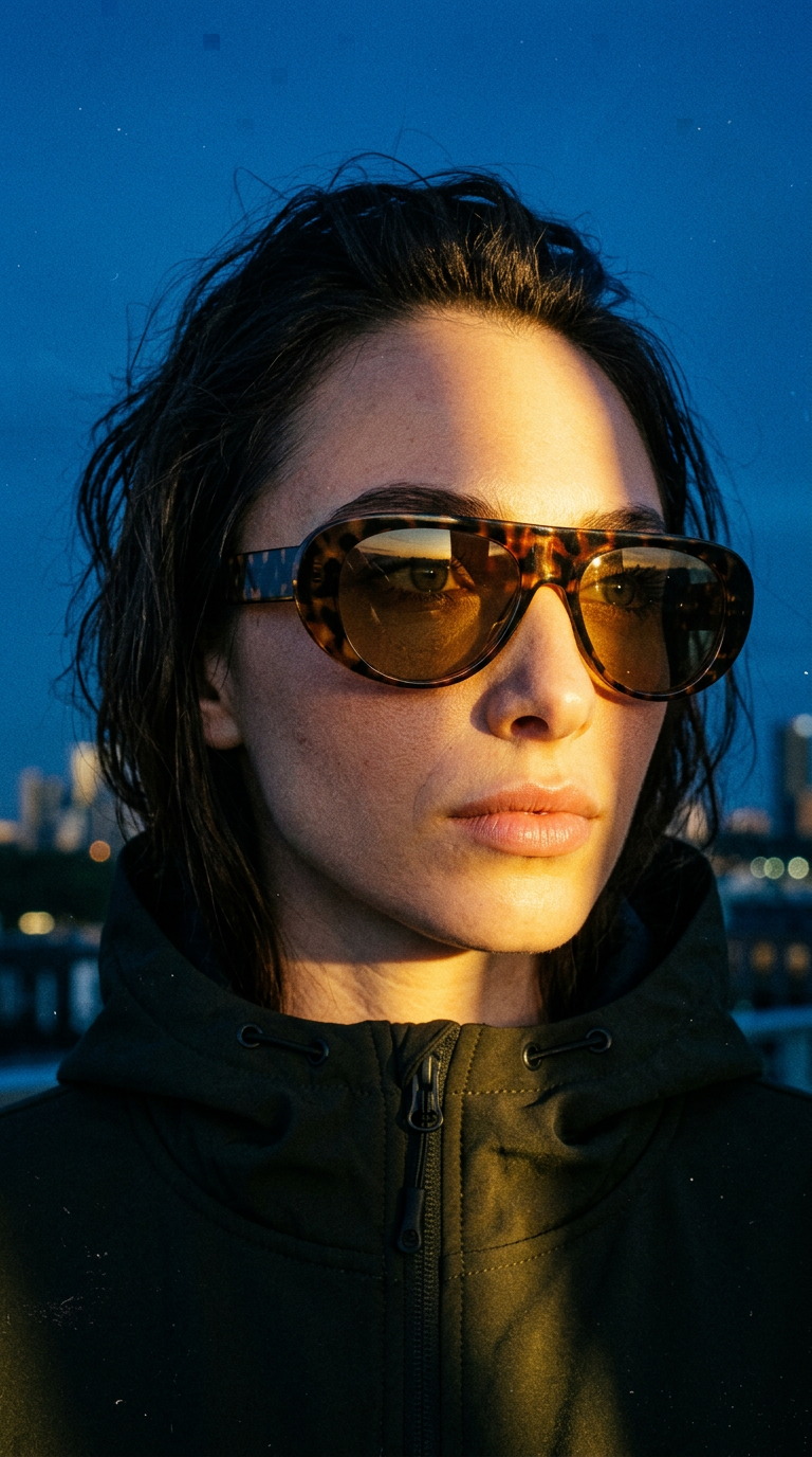 AI product shot of Glasses on model