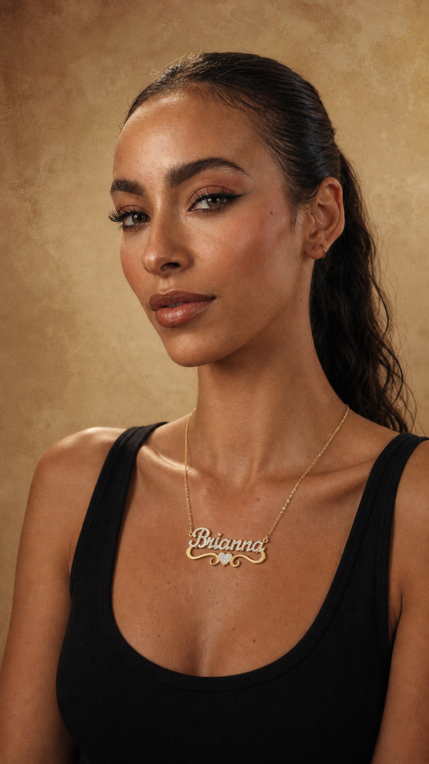 AI product shot of Iced Heart Name Necklace