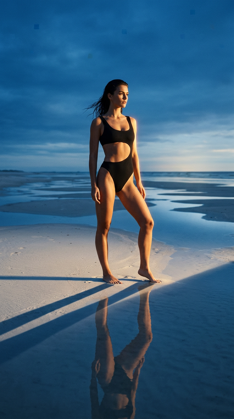 AI product shot of Tan-through Le Morne One Piece | Black