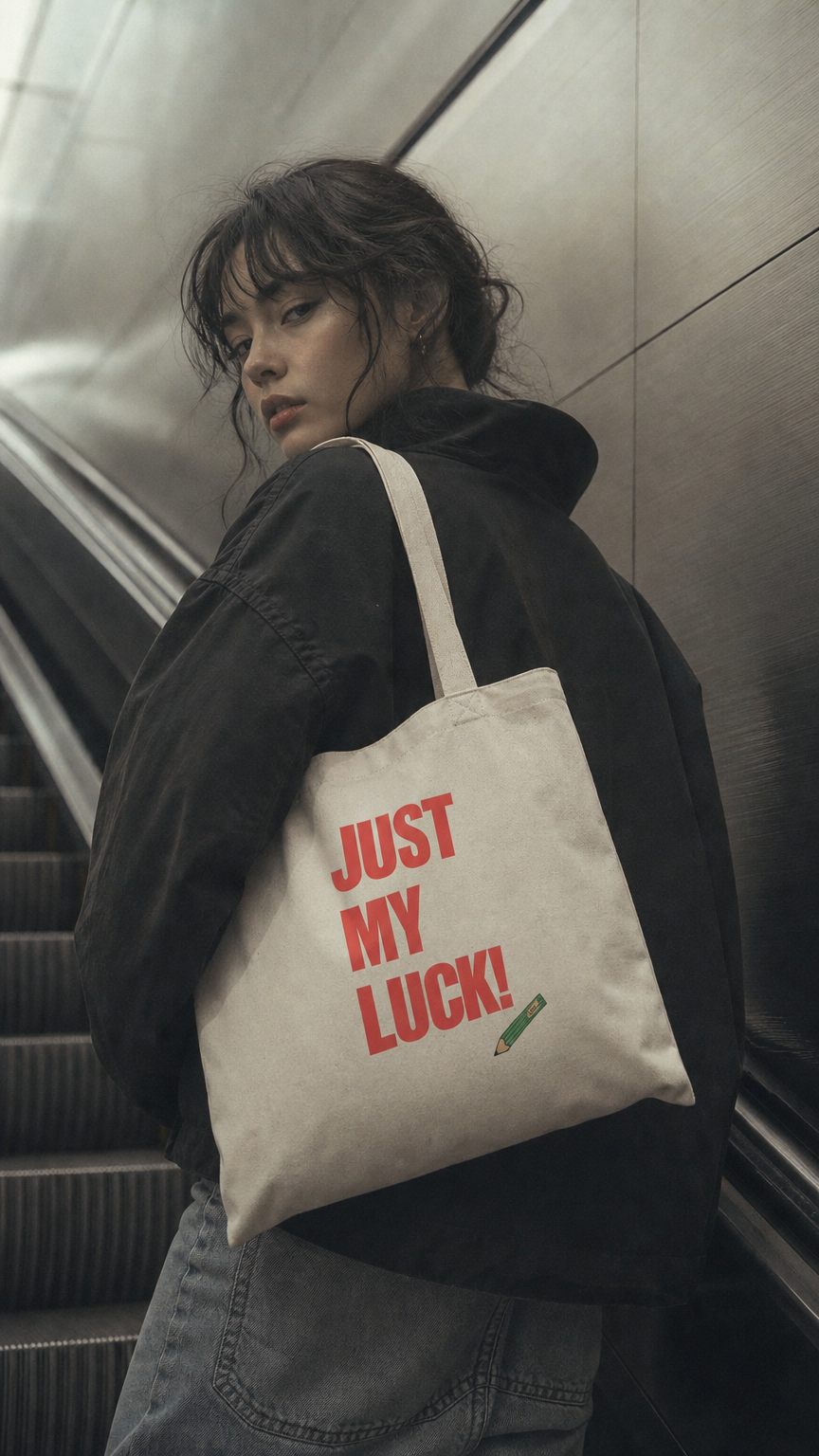 AI product shot of Adrian Mole - Just My Luck Tote Bag Natural