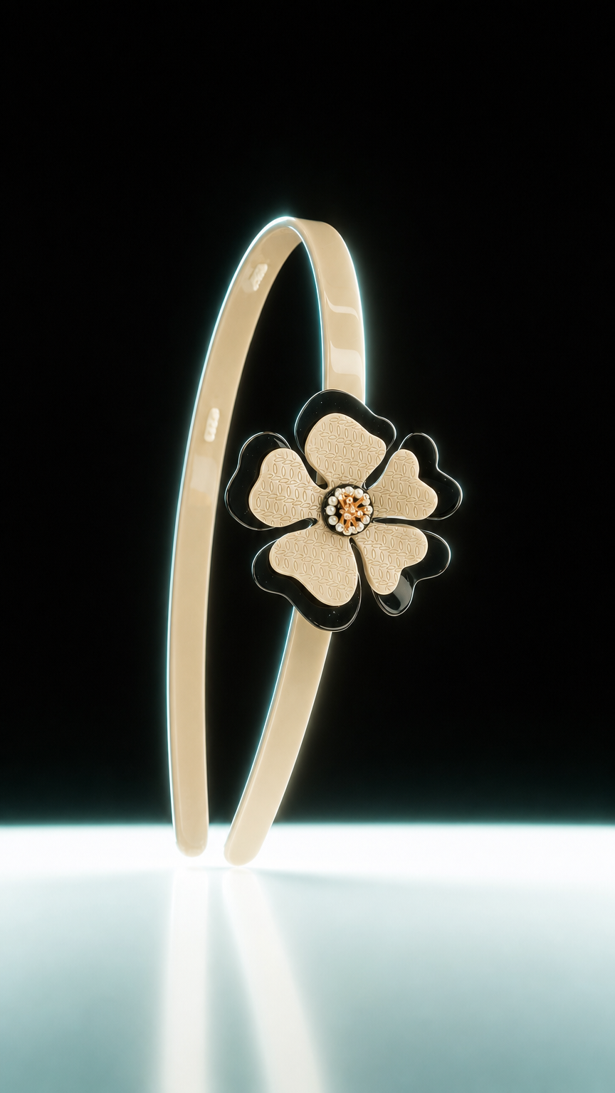 AI product shot of 夢幻草髮箍-米