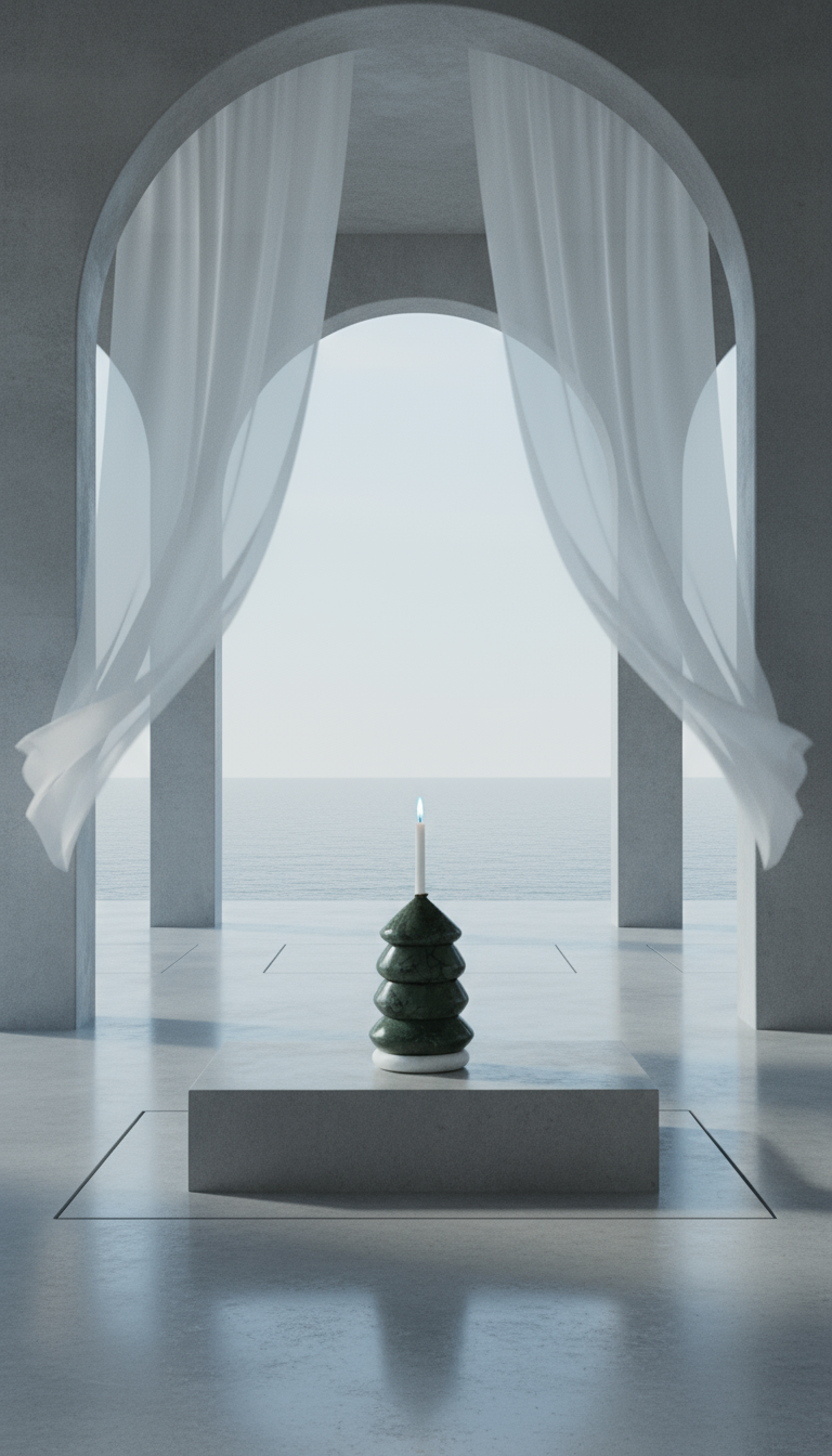 AI product shot of 2-in-1 Weihnachtlicher Kerzen- und Teelichthalter Cutemas aus Marmor