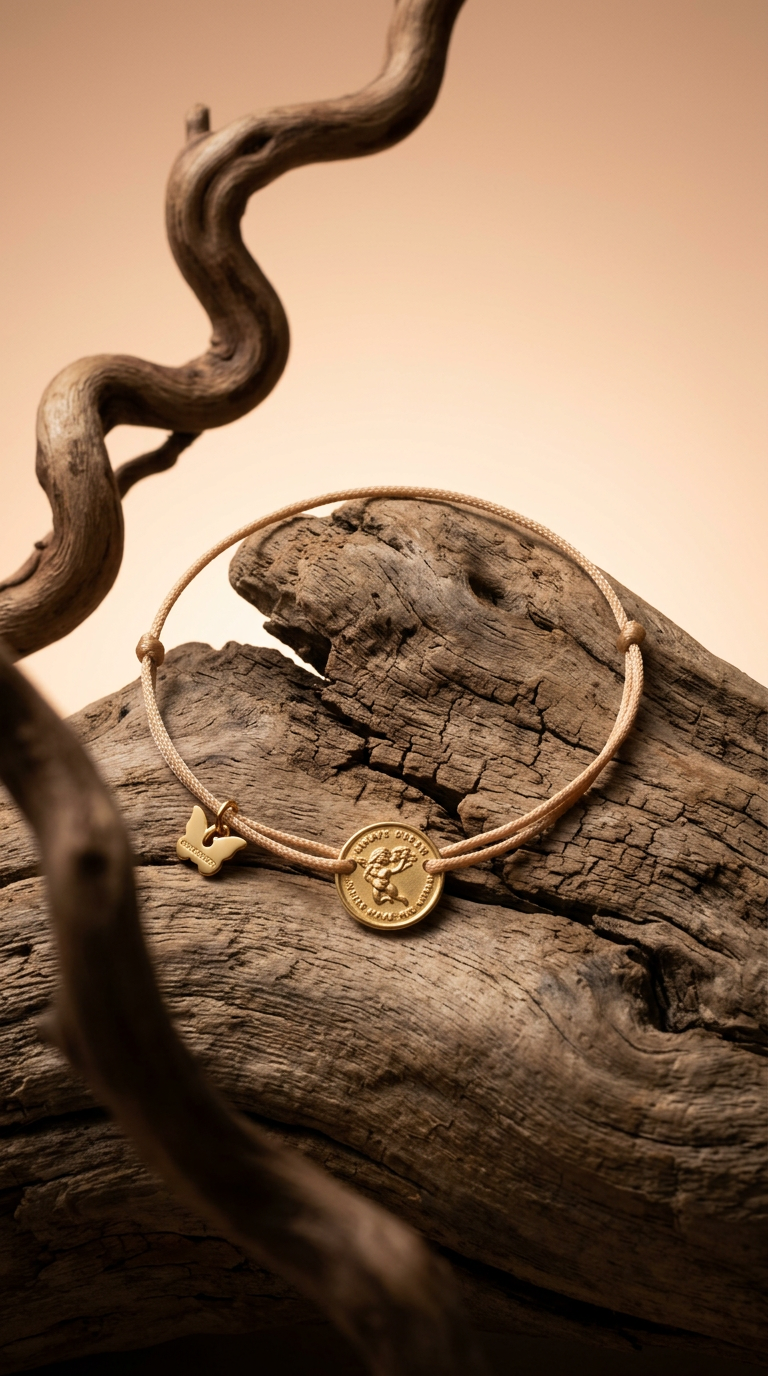 AI product shot of Angel Medallion Bracelet - Yellow Gold Plated