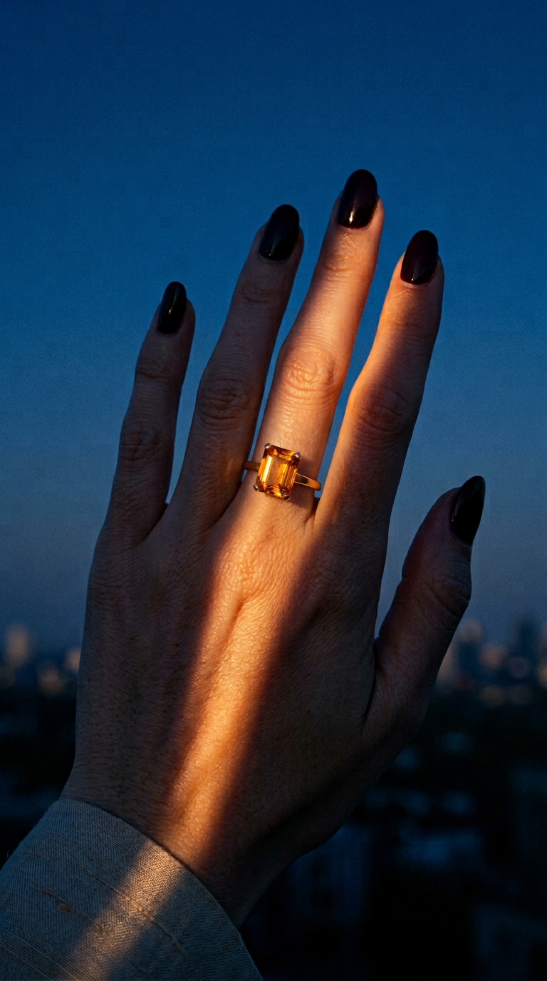 AI product shot of Bague en Or Jaune 18K & Citrine 35 cts – Taille 51