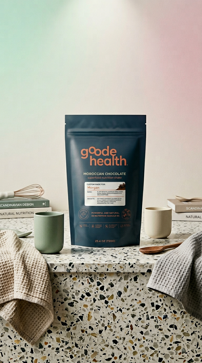 AI product shot of Moroccan Chocolate Superfood Nutrition Shake