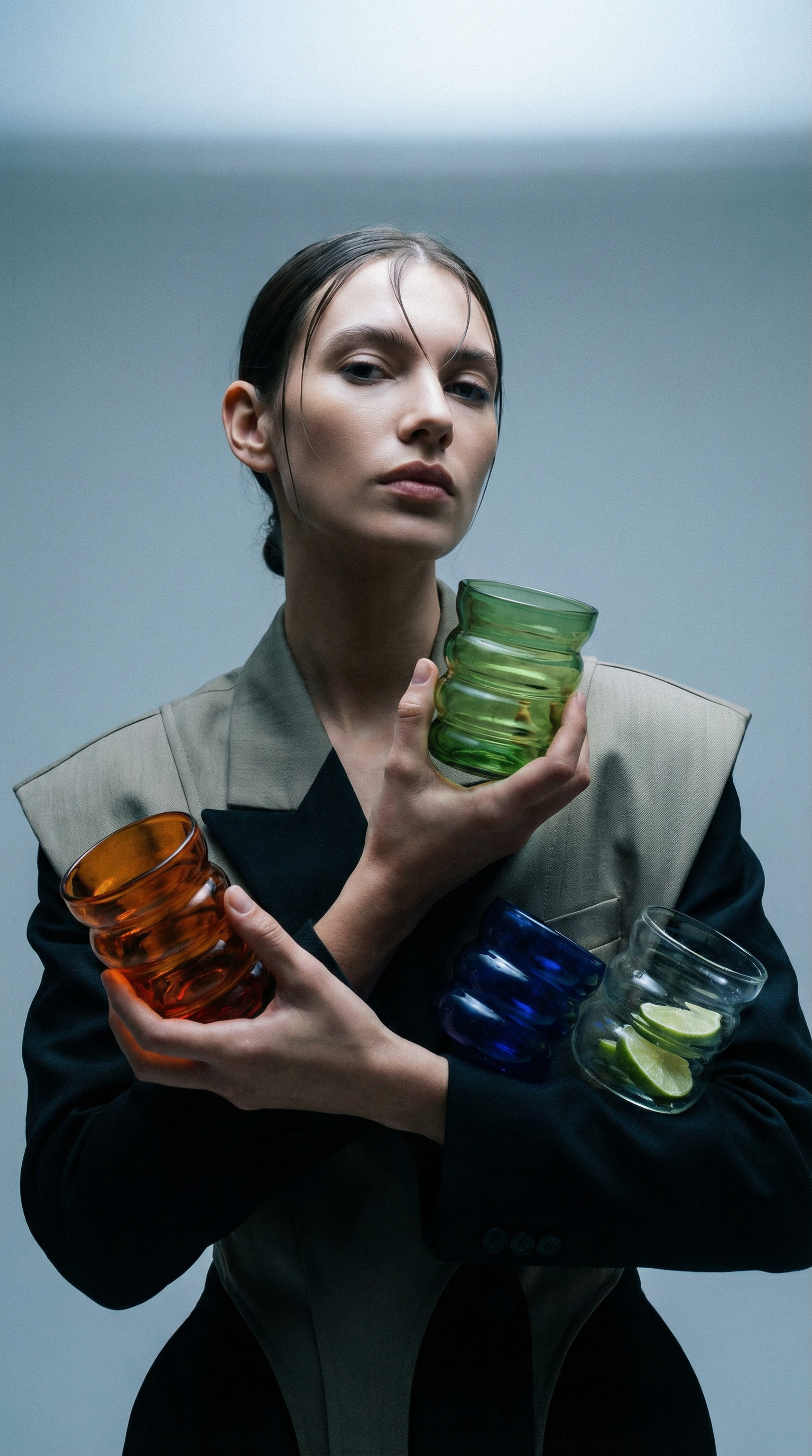 AI product shot of Colorful Bubble Glass Cups