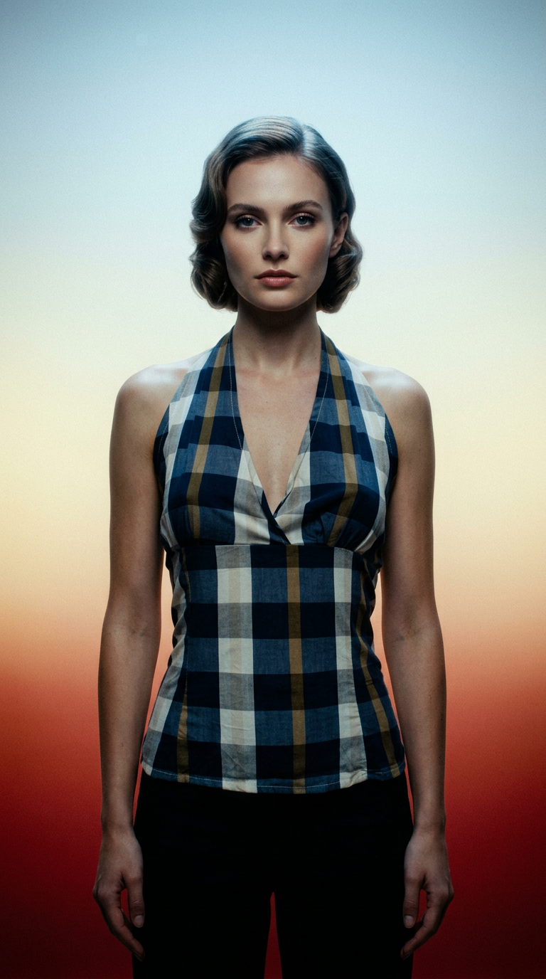 AI product shot of #65 Halter Top Blue | c. 189 | Size 6/8