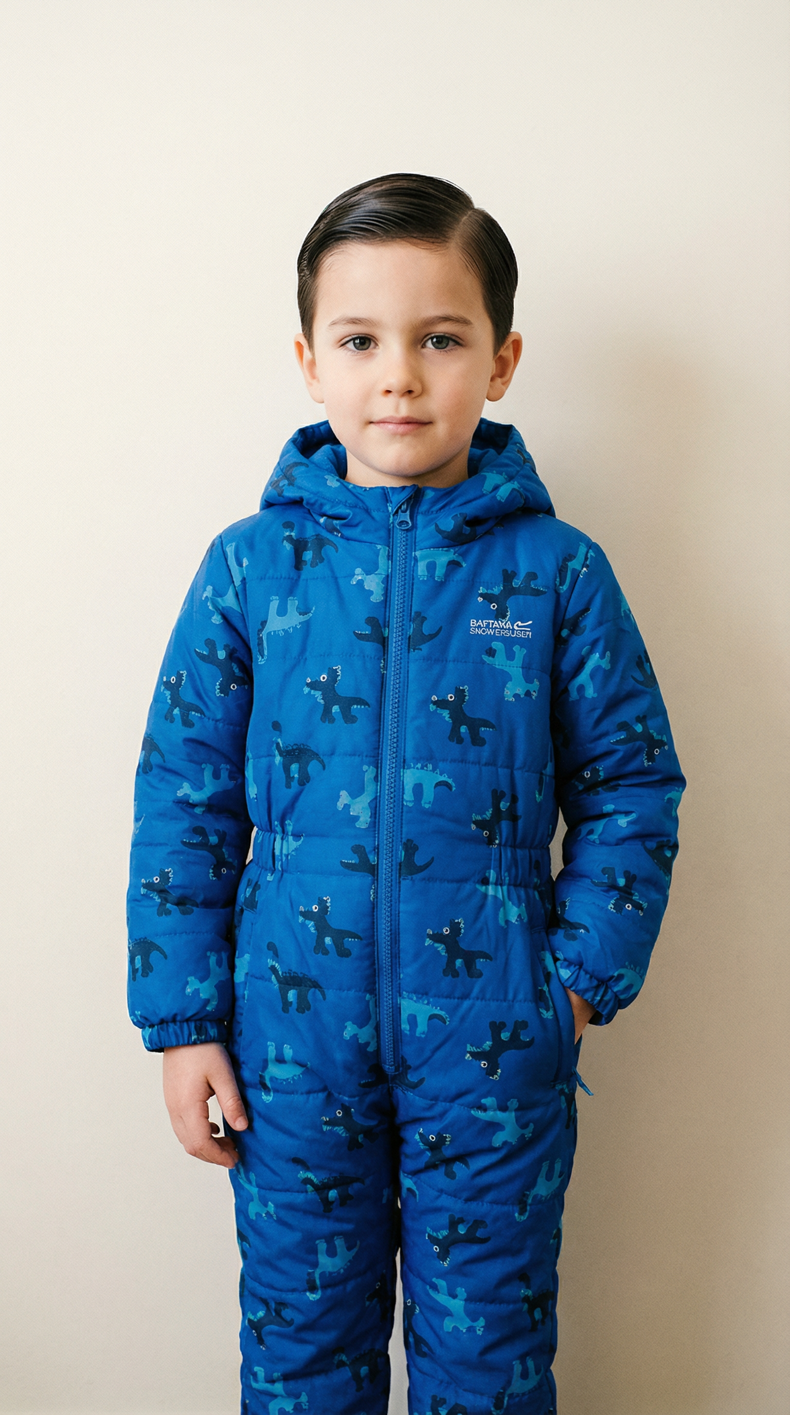 AI product shot of Regatta Kids Penrose Fullzip Insulated Fleece Lined Hood Puddle Suit