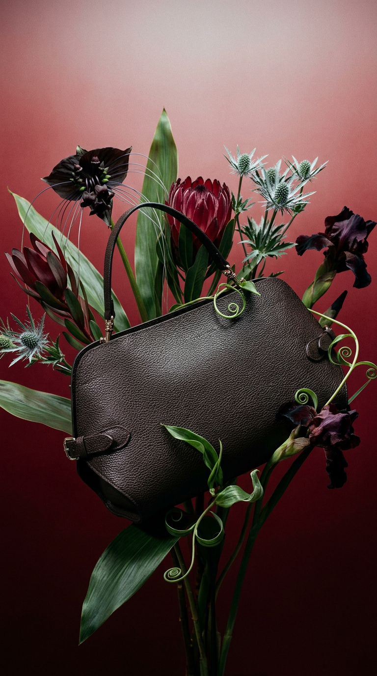 AI product shot of Harissa Structured Italian Leather Handmade Satchel Handbag