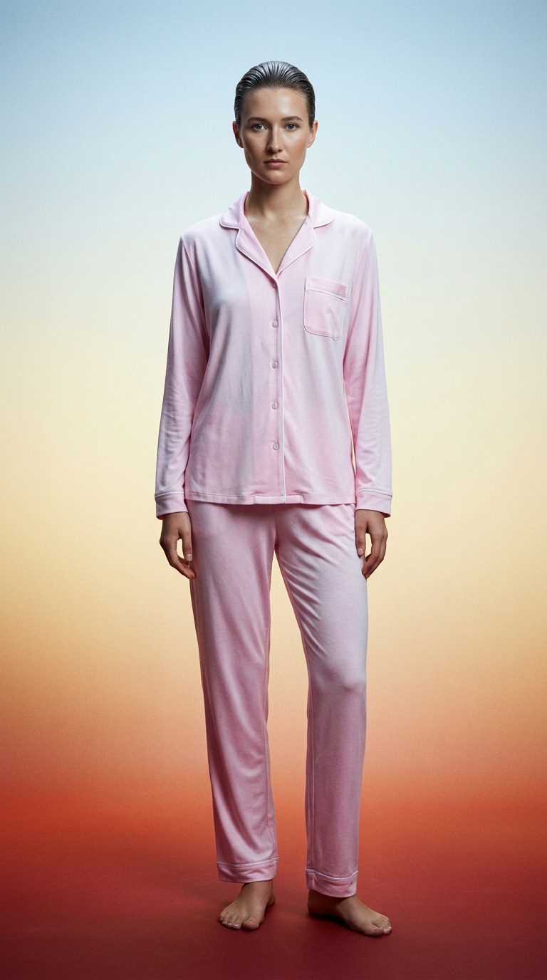 AI product shot of Rosa Bambus Pysjamas