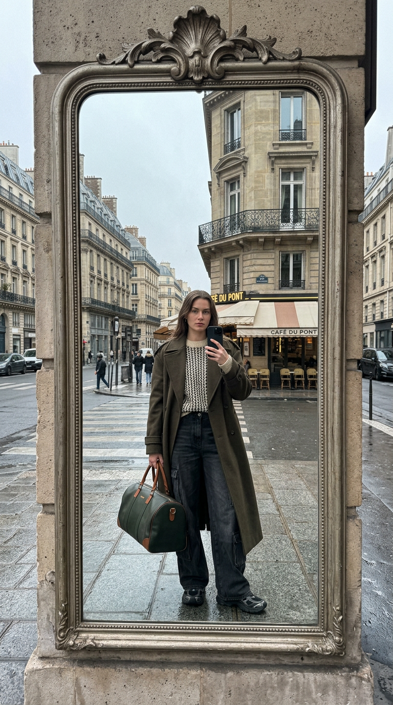 AI product shot of Delmas duffle bag