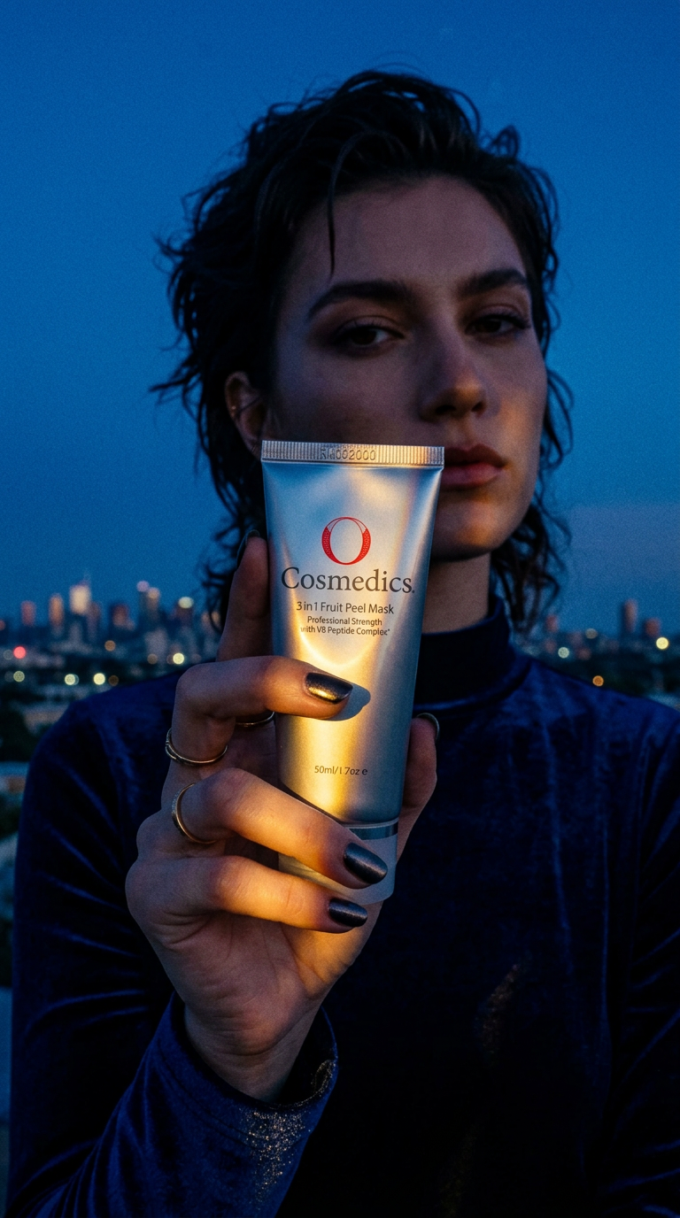 AI product shot of 3 in 1 Fruit Peel Mask
