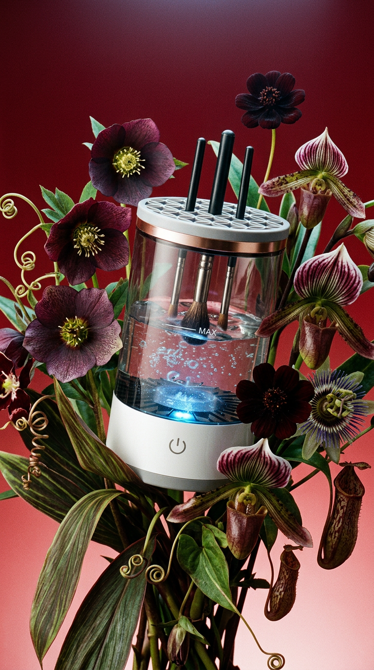 AI product shot of Automatic Makeup Brush Cleaner