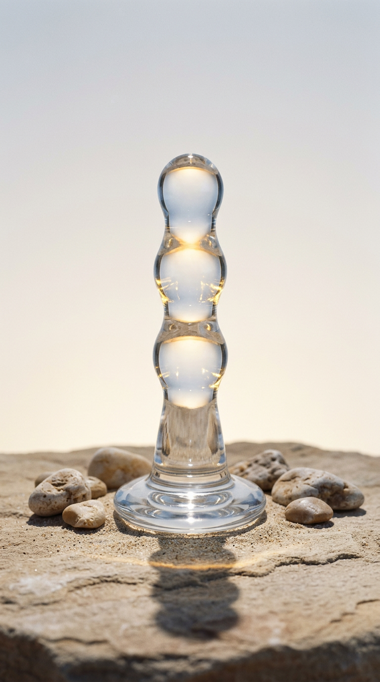AI product shot of Glas Triple Play Beaded Butt Plug