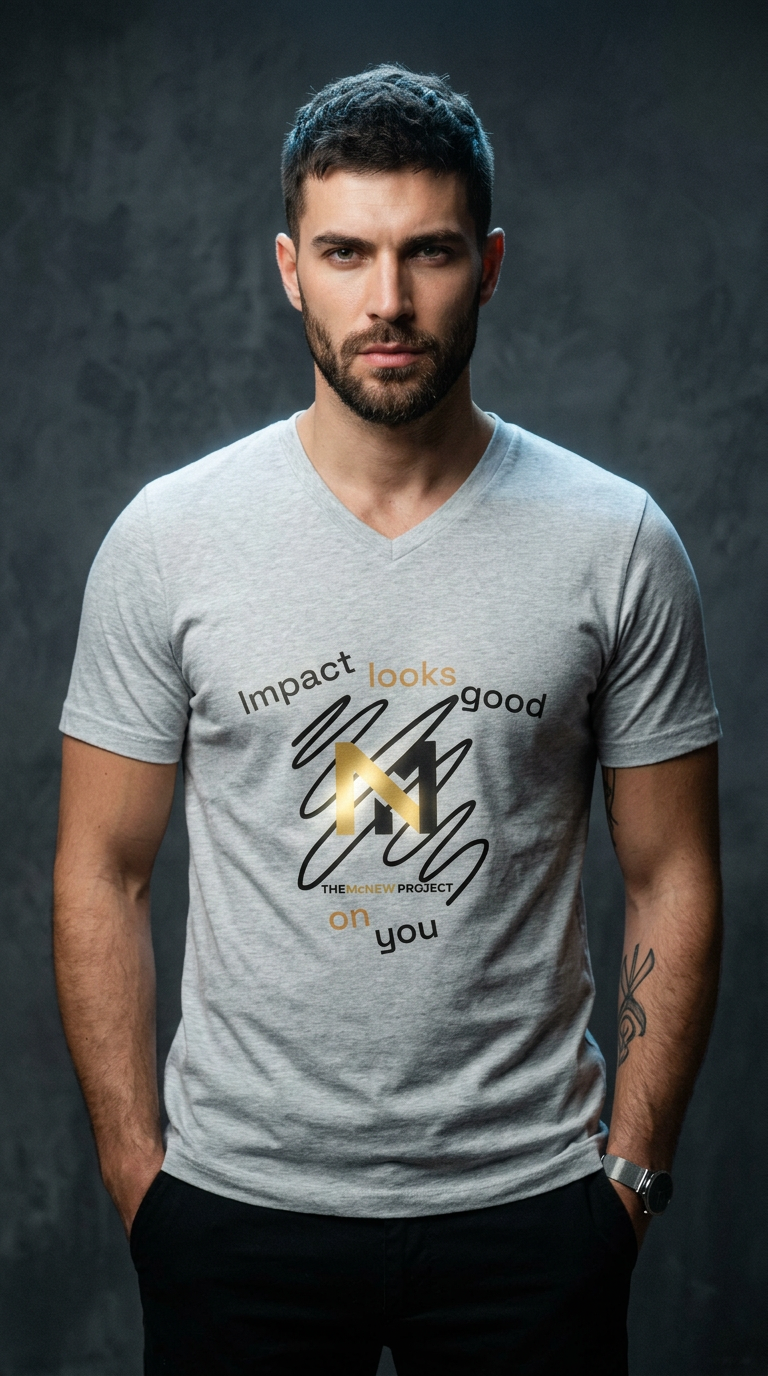 AI product shot of Men's Short Sleeve V-Neck T-Shirt