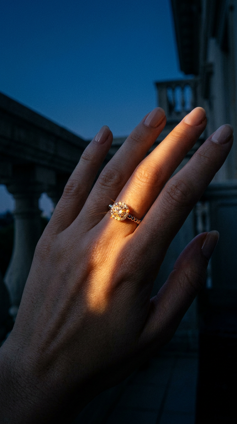 AI product shot of AMORETTO MILANO 925 Silber Ring rund Zirkonia