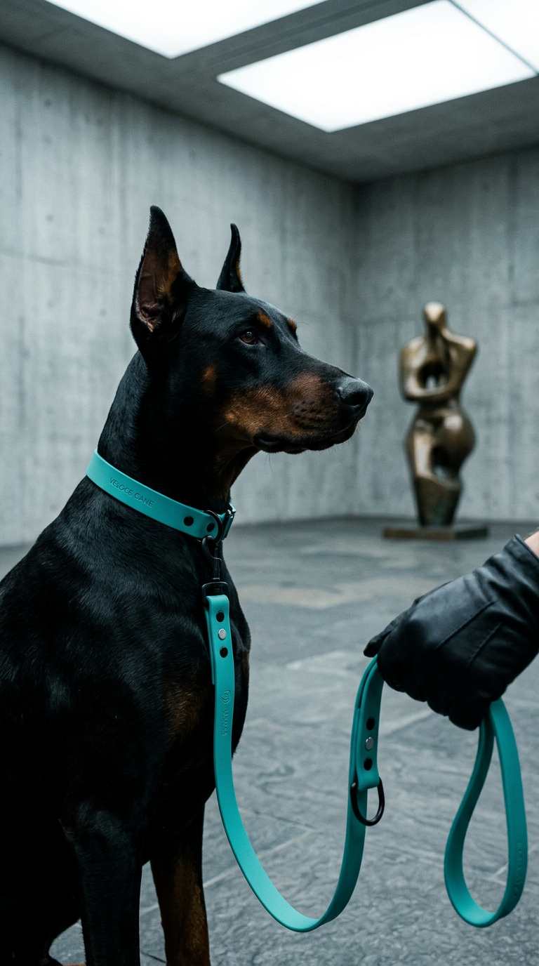 AI product shot of DOG LEASH - NEON LIGHTS - TEAL