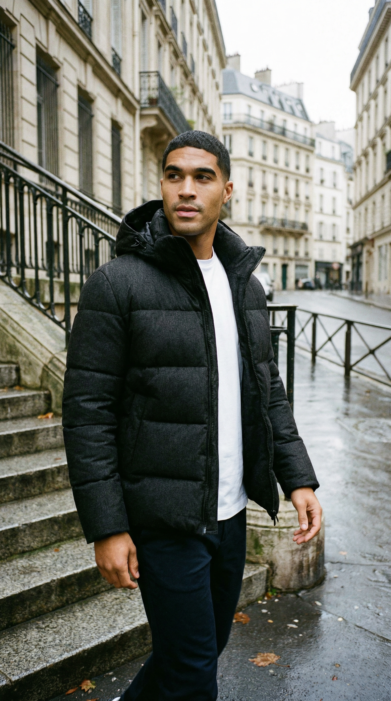 AI product shot of THE PIERO HOODED PUFFER