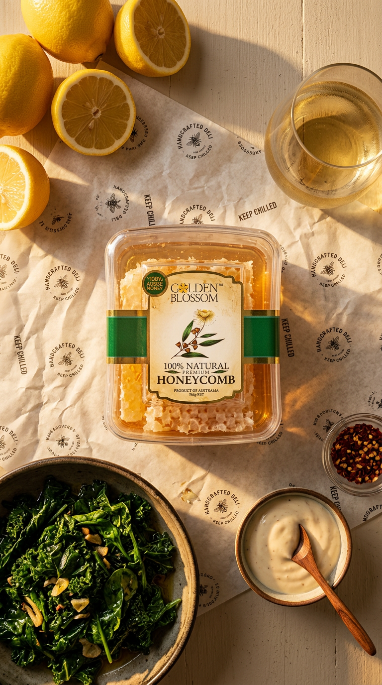 AI product shot of Golden Blossom Honey Comb 180G