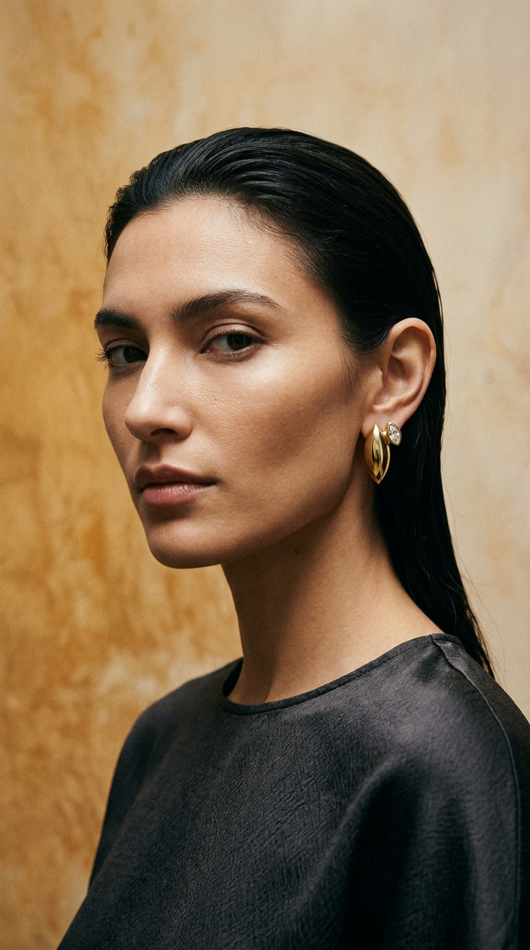 AI product shot of Azalea Gold with Topaz Stud Earrings