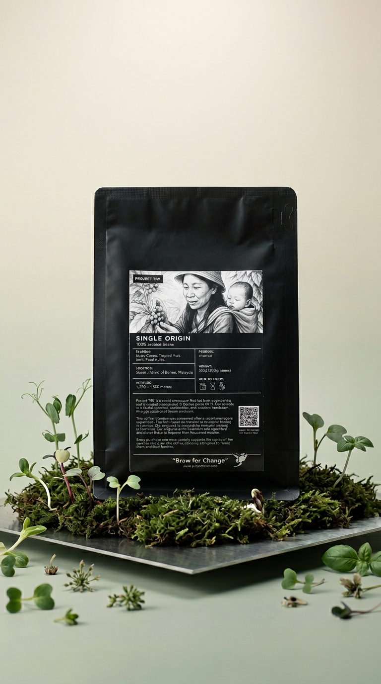 AI product shot of 200g Whole Roast Beans