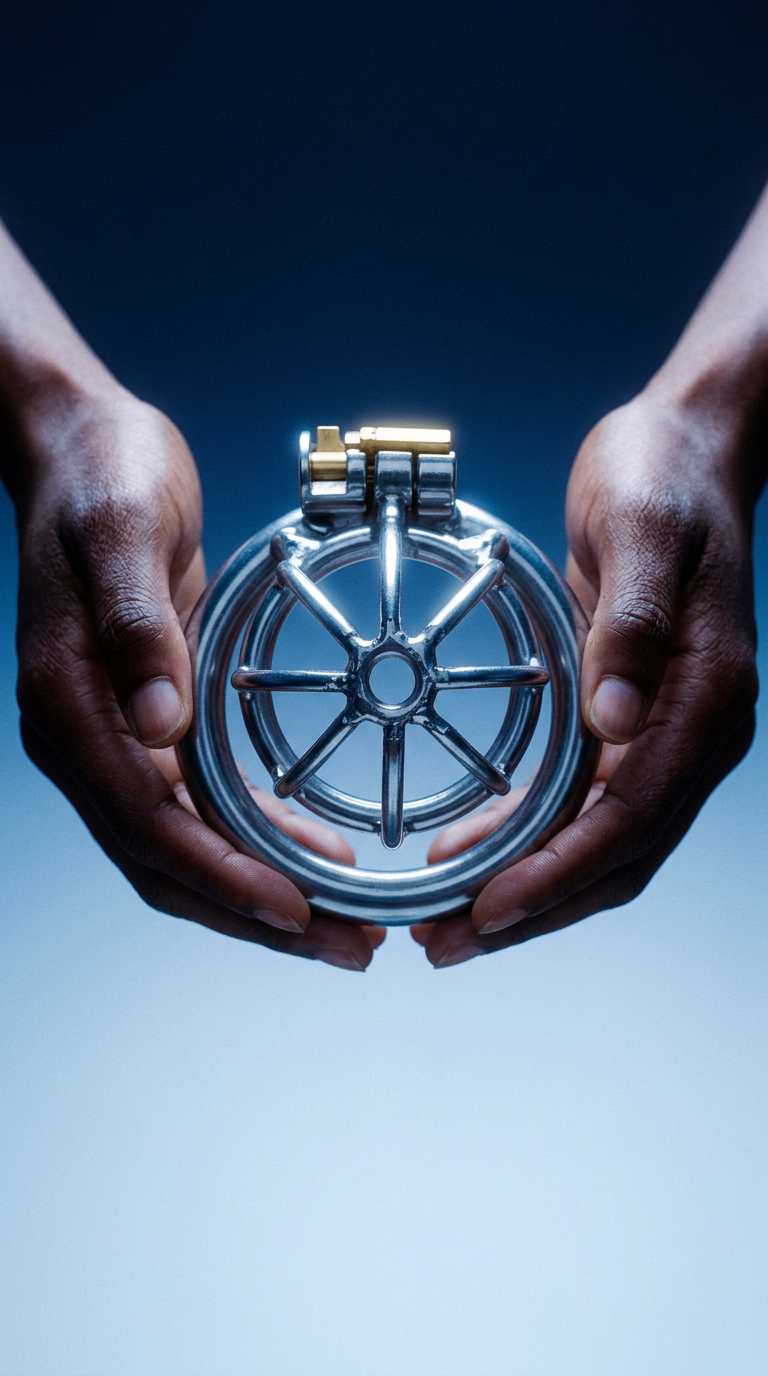 AI product shot of Full Submission Chastity Cage