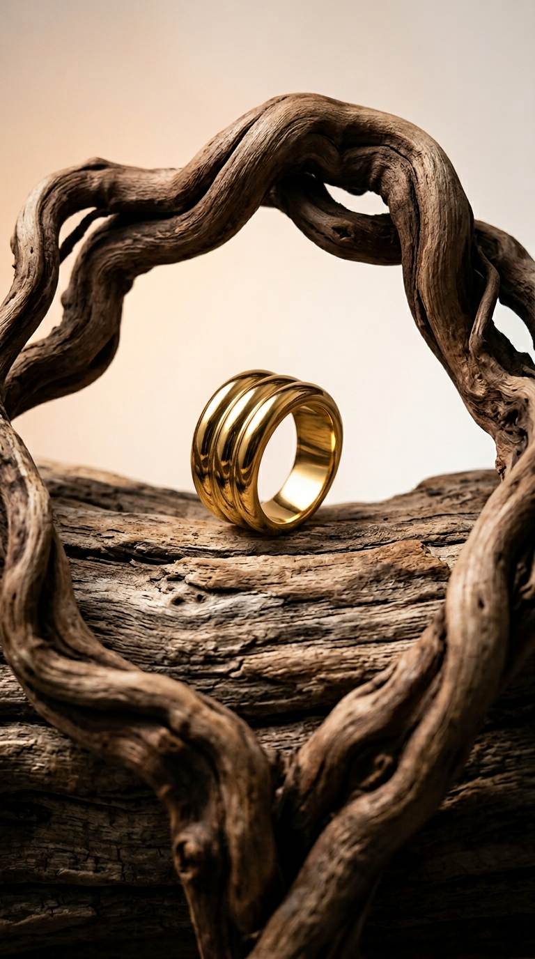 AI product shot of Triple Ridge Statement Ring