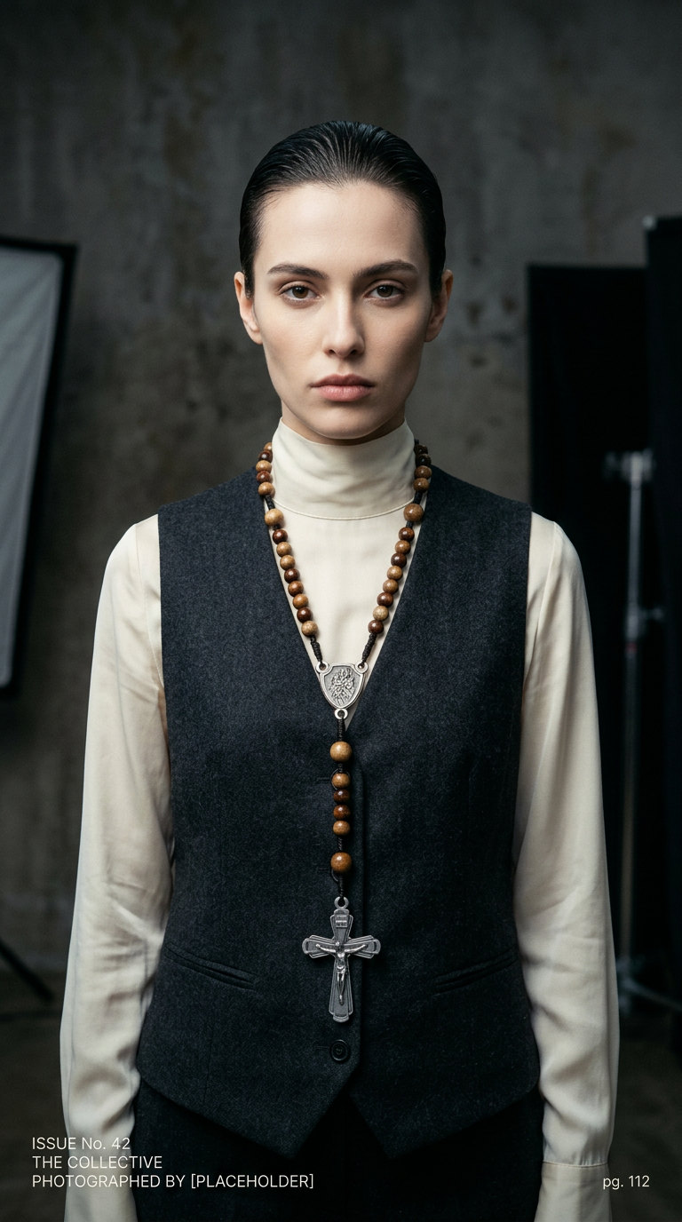 AI product shot of Handmade Wooden Rosary - Joseph's Armor
