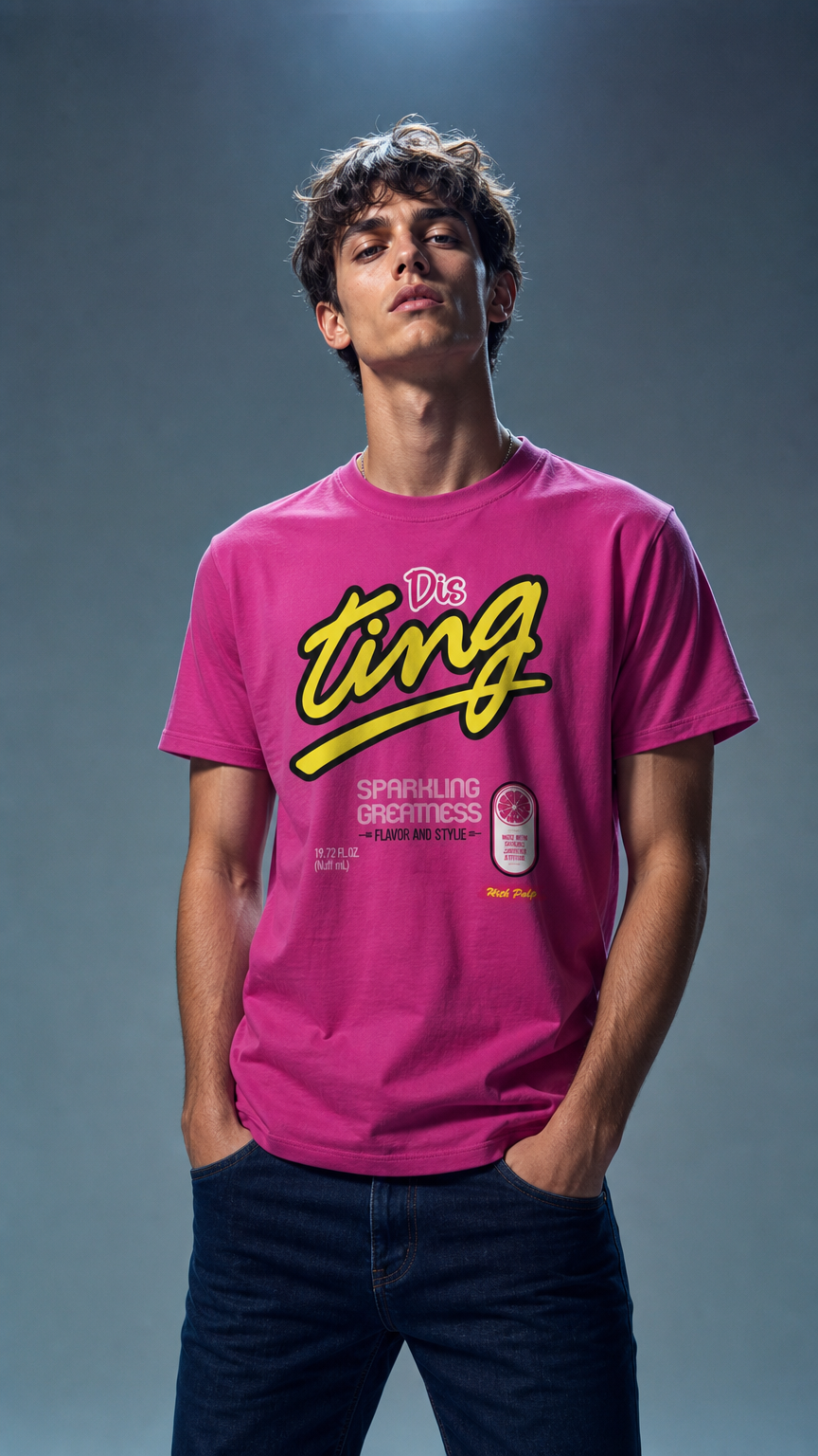 AI product shot of Dis Ting Pink Tee