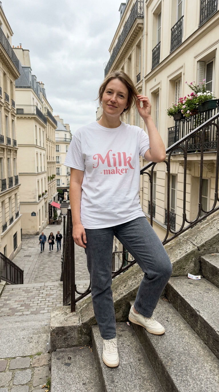 AI product shot of Milk Maker T Shirt
