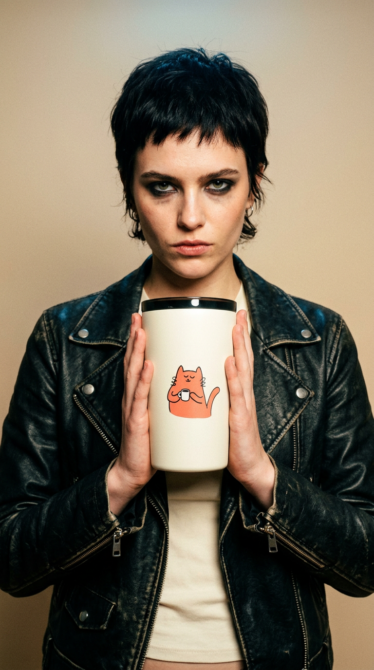 AI product shot of Coffee Cat Insulated Tumbler – Cute Cat Coffee & Tea Cup