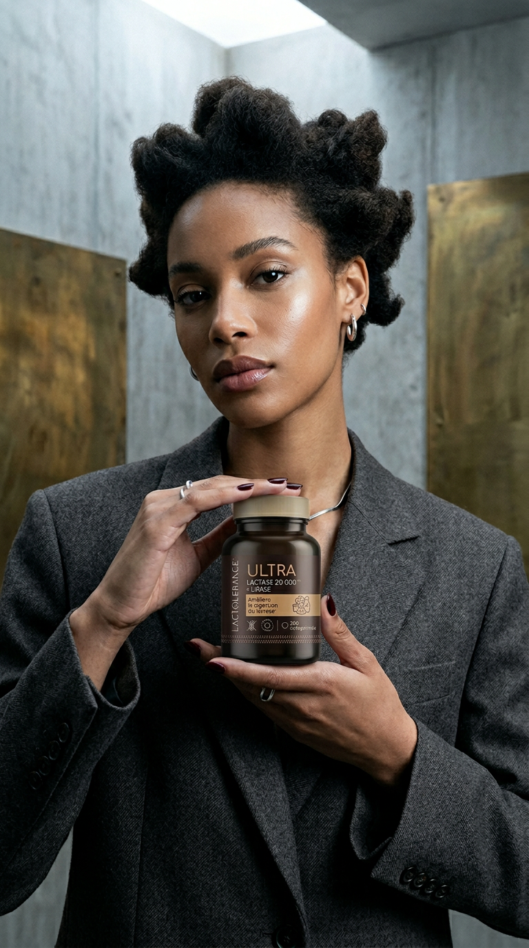 AI product shot of LACTOLERANCE ULTRA - 1000 tablets of lactase + lipase